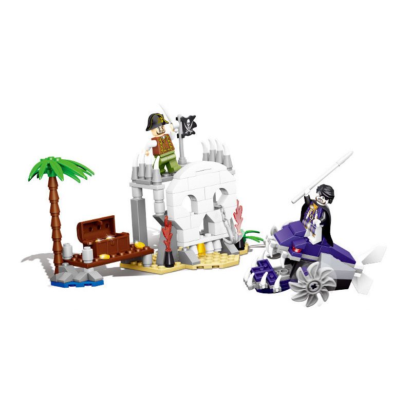 QIZHILE 70005 non Lego KHO BÁU ĐẢO ĐẦU LÂU bộ đồ chơi xếp lắp ráp ghép mô hình Pirates Of The Caribbean PIRATE'S BASE Cướp Biển Vùng Caribe 189 khối