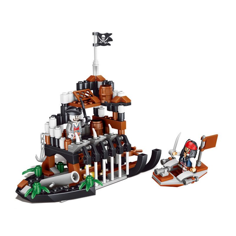 QIZHILE 70004 non Lego SỰ CHÌM TÀU bộ đồ chơi xếp lắp ráp ghép mô hình Pirates Of The Caribbean CAPTAIN JACK SPARROW AND BLACK BATTLESHIP Cướp Biển Vùng Caribe 188 khối