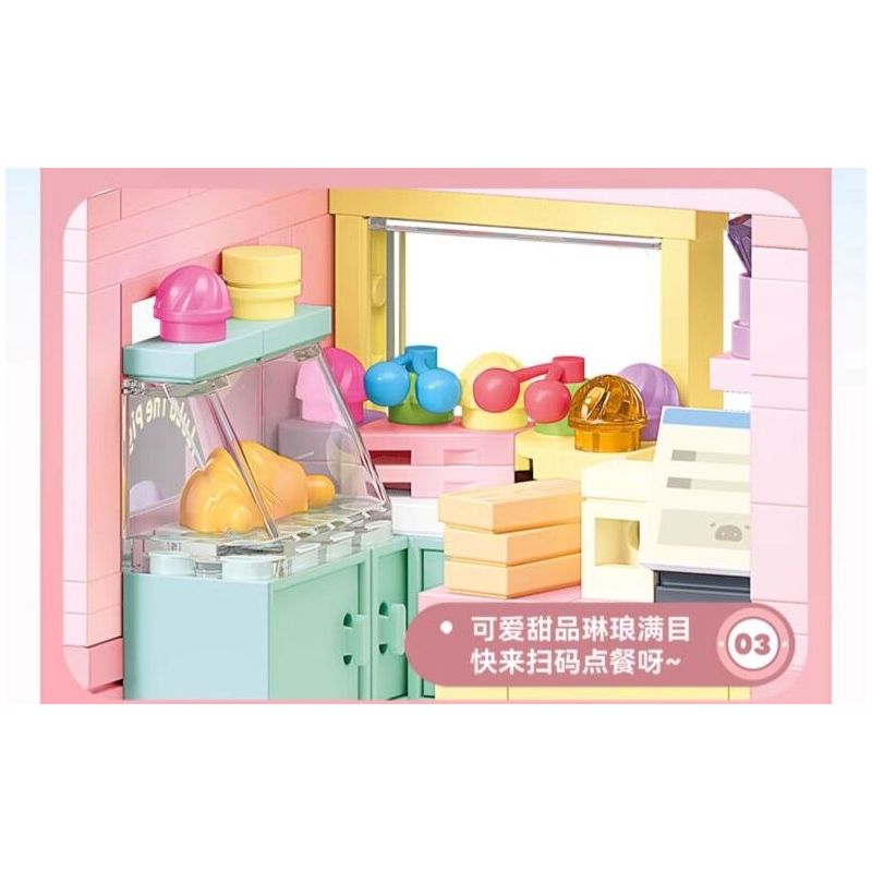 SEMBO 608073 KHU MA THUẬT TUYỆT VỜI CỦA LULU PIG NHÀ HÀNG BURGER bộ đồ chơi xếp lắp ráp ghép mô hình 444 khối