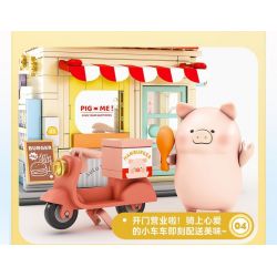 SEMBO 608073 KHU MA THUẬT TUYỆT VỜI CỦA LULU PIG NHÀ HÀNG BURGER bộ đồ chơi xếp lắp ráp ghép mô hình 444 khối