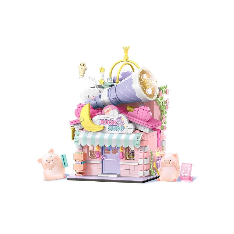 SEMBO 608071 non  KHU MA THUẬT TUYỆT VỜI CỦA LULU PIG HIỆU SÁCH BÓI TOÁN bộ đồ chơi xếp lắp ráp ghép mô hình 883 khối