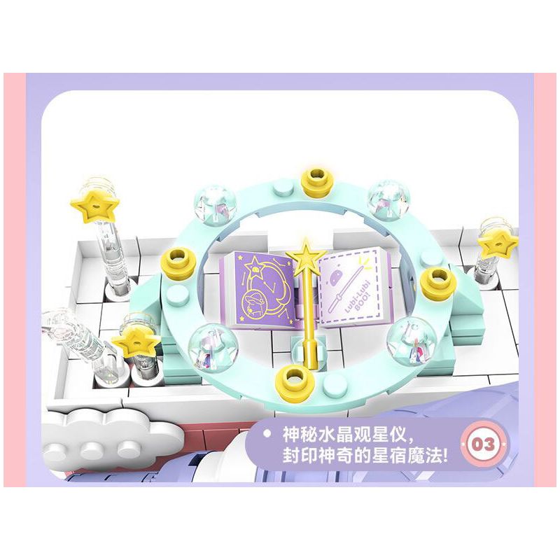 SEMBO 608071 KHU MA THUẬT TUYỆT VỜI CỦA LULU PIG HIỆU SÁCH BÓI TOÁN bộ đồ chơi xếp lắp ráp ghép mô hình 883 khối