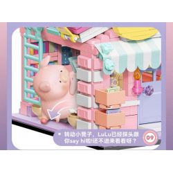 SEMBO 608071 KHU MA THUẬT TUYỆT VỜI CỦA LULU PIG HIỆU SÁCH BÓI TOÁN bộ đồ chơi xếp lắp ráp ghép mô hình 883 khối