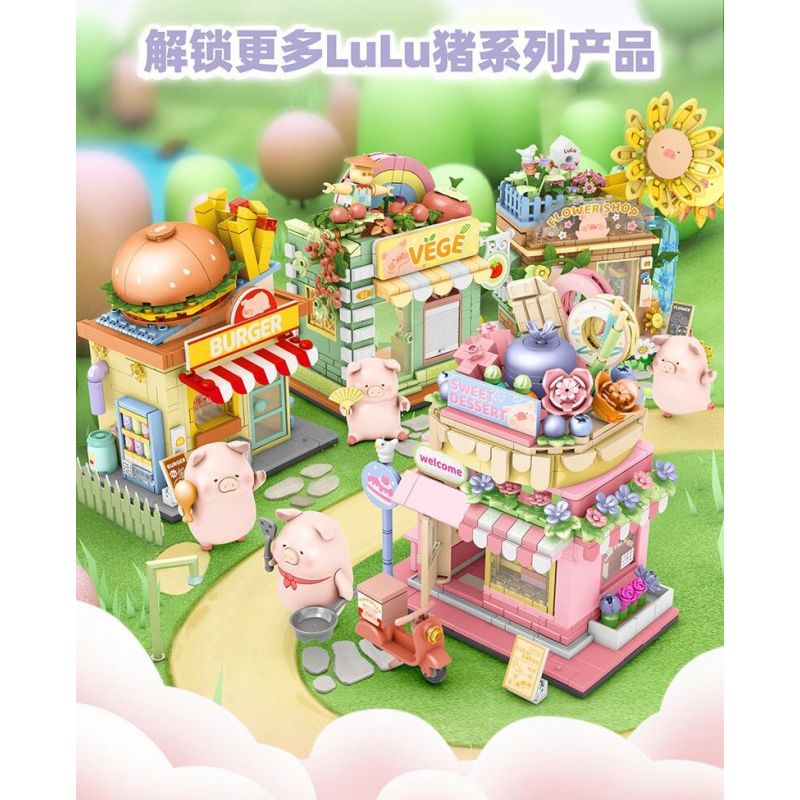 SEMBO 608071 KHU MA THUẬT TUYỆT VỜI CỦA LULU PIG HIỆU SÁCH BÓI TOÁN bộ đồ chơi xếp lắp ráp ghép mô hình 883 khối