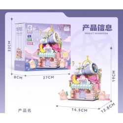 SEMBO 608071 KHU MA THUẬT TUYỆT VỜI CỦA LULU PIG HIỆU SÁCH BÓI TOÁN bộ đồ chơi xếp lắp ráp ghép mô hình 883 khối