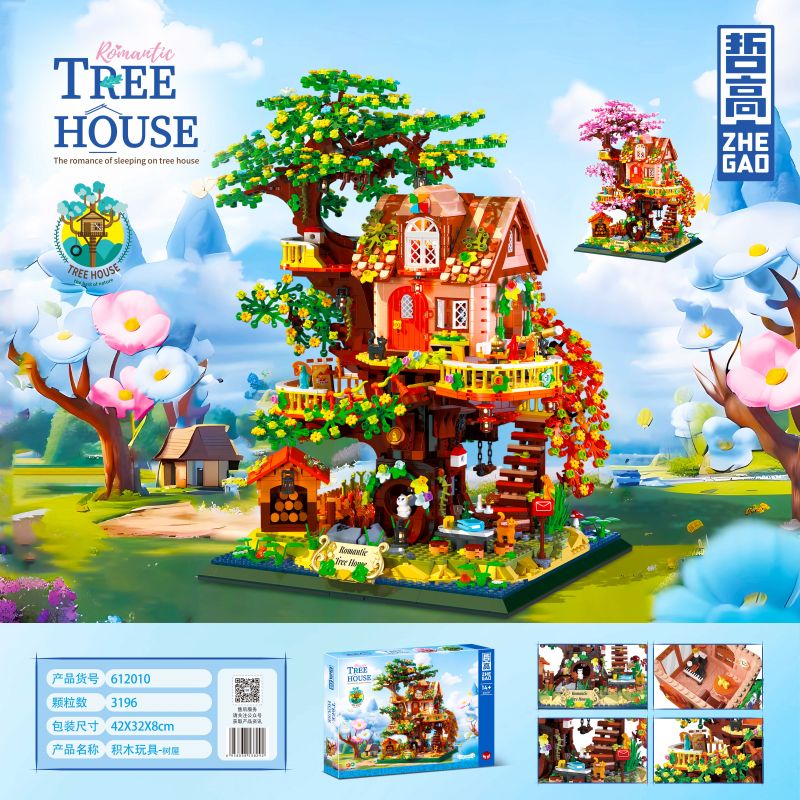 ZHEGAO 612010 NHÀ TRÊN CÂY bộ đồ chơi xếp lắp ráp ghép mô hình Creator TREEHOUSE Sáng Tạo 3196 khối ZHEGAO 612010 NHÀ TRÊN CÂY bộ đồ chơi xếp lắp ráp ghép mô hình Creator TREEHOUSE Sáng Tạo 3196 khối