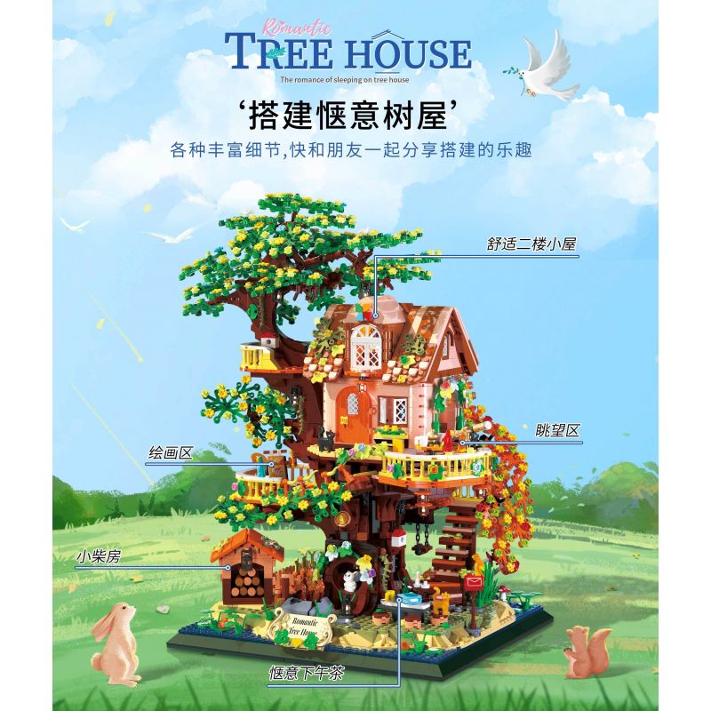 ZHEGAO 612010 NHÀ TRÊN CÂY bộ đồ chơi xếp lắp ráp ghép mô hình Creator TREEHOUSE Sáng Tạo 3196 khối ZHEGAO 612010 NHÀ TRÊN CÂY bộ đồ chơi xếp lắp ráp ghép mô hình Creator TREEHOUSE Sáng Tạo 3196 khối