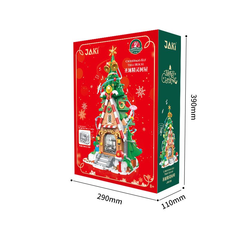 JAKI JK5128 5128 HỘP NHẠC QUAY TAY HÌNH NGÔI NHÀ TRÊN CÂY GIÁNG SINH ELF bộ đồ chơi xếp lắp ráp ghép mô hình Creator Sáng Tạo