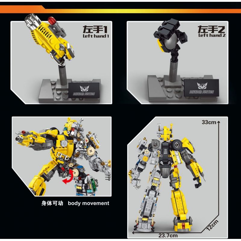 LW 7037 non  MECHA BUMBLEBEE bộ đồ chơi xếp lắp ráp ghép mô hình Movie & Game DEFNDER JUSTICE Phim Và Trò Chơi 1586 khối