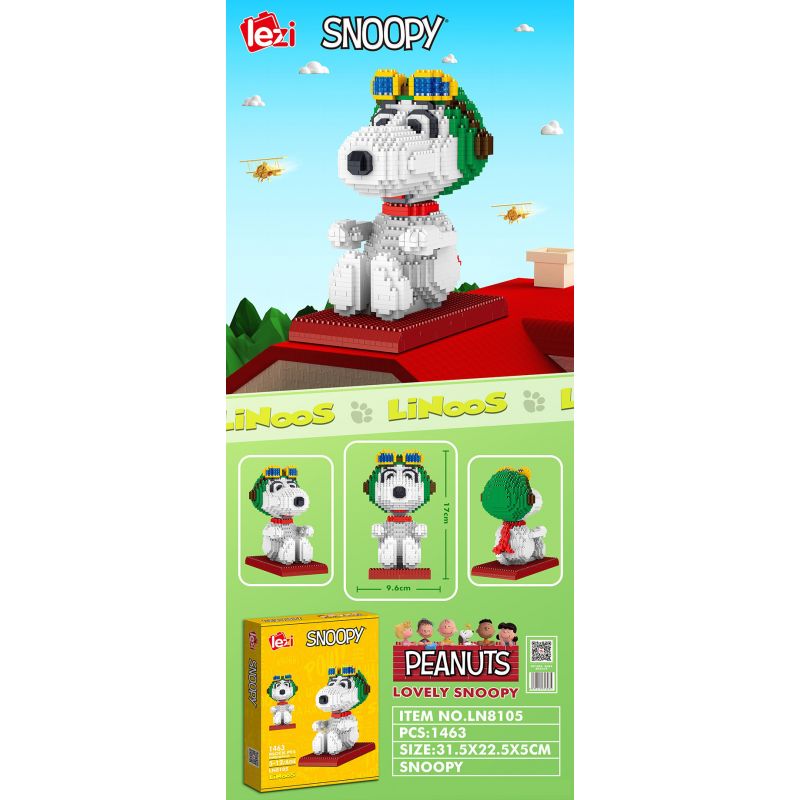 LEZI LN8105 8105 non  THÍ ĐIỂM RÌNH MÒ bộ đồ chơi xếp lắp ráp ghép mô hình Movie & Game SNOOPY Phim Và Trò Chơi 1463 khối