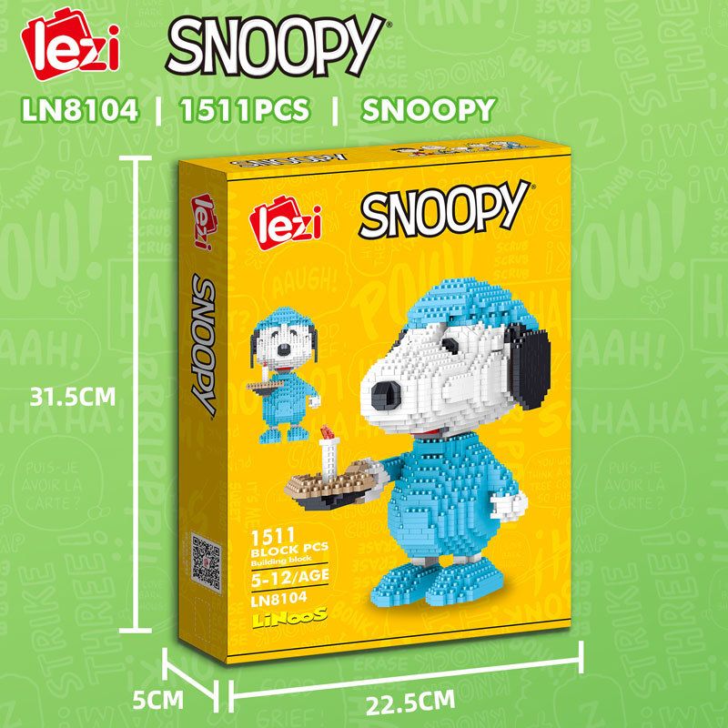 LEZI LN8104 8104 non  ĐỒ NGỦ SNOOPY bộ đồ chơi xếp lắp ráp ghép mô hình Movie & Game Phim Và Trò Chơi 1511 khối