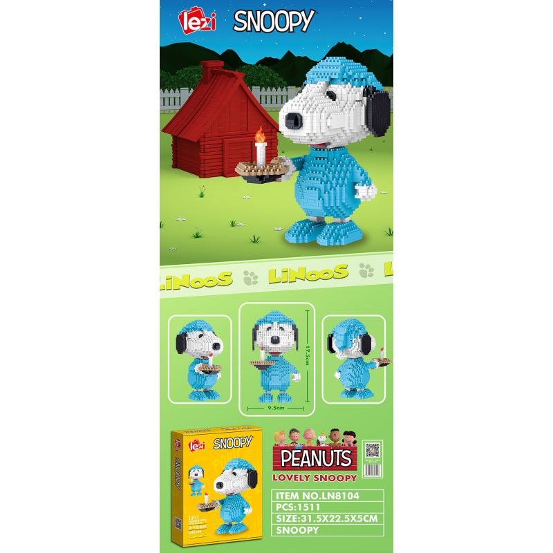LEZI LN8104 8104 non  ĐỒ NGỦ SNOOPY bộ đồ chơi xếp lắp ráp ghép mô hình Movie & Game Phim Và Trò Chơi 1511 khối