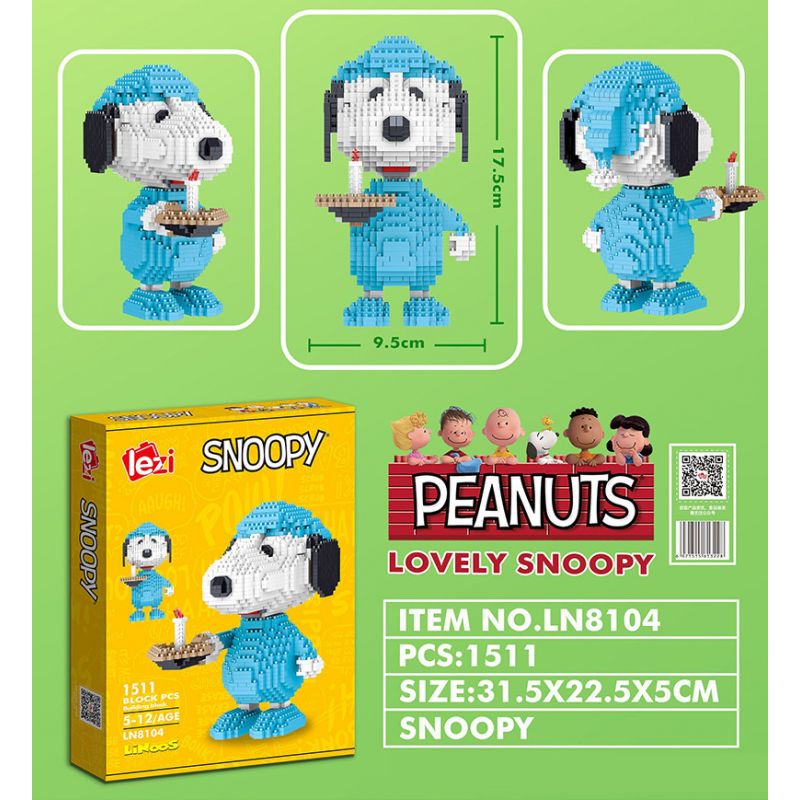LEZI LN8104 8104 non  ĐỒ NGỦ SNOOPY bộ đồ chơi xếp lắp ráp ghép mô hình Movie & Game Phim Và Trò Chơi 1511 khối