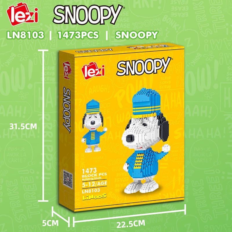 LEZI LN8103 8103 non  RÌNH MÒ bộ đồ chơi xếp lắp ráp ghép mô hình Movie & Game SNOOPY Phim Và Trò Chơi 1473 khối