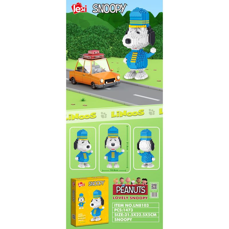 LEZI LN8103 8103 non  RÌNH MÒ bộ đồ chơi xếp lắp ráp ghép mô hình Movie & Game SNOOPY Phim Và Trò Chơi 1473 khối