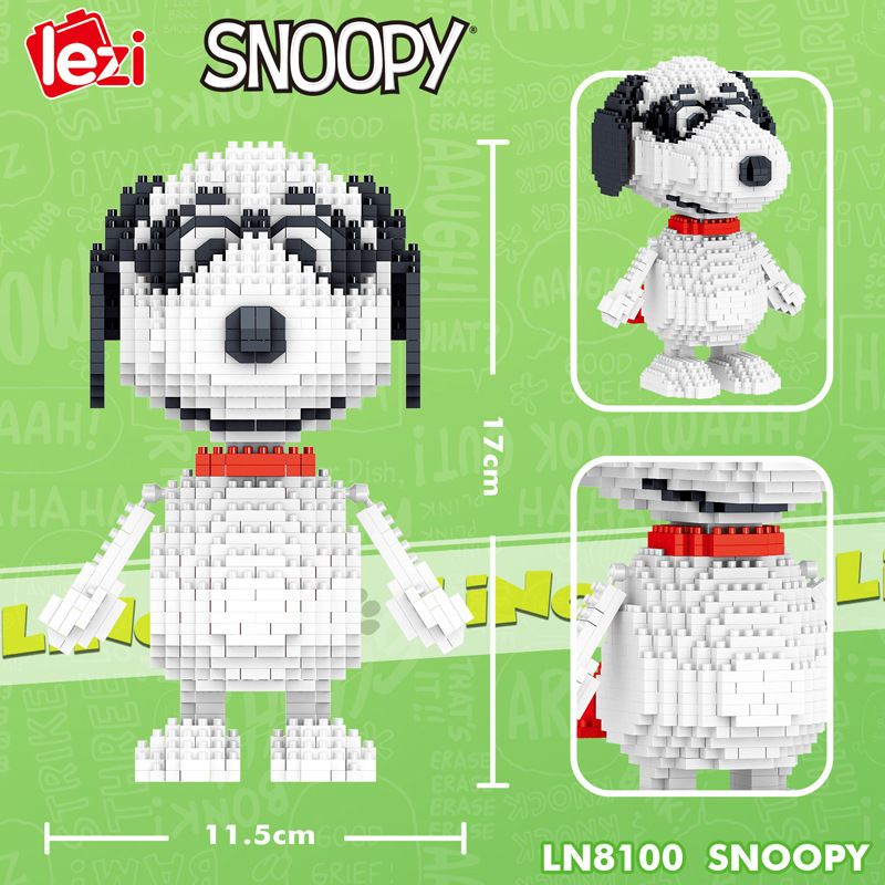 LEZI LN8100 8100 non  RÌNH MÒ bộ đồ chơi xếp lắp ráp ghép mô hình Movie & Game SNOOPY Phim Và Trò Chơi 1378 khối