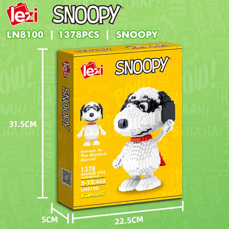 LEZI LN8100 8100 non  RÌNH MÒ bộ đồ chơi xếp lắp ráp ghép mô hình Movie & Game SNOOPY Phim Và Trò Chơi 1378 khối