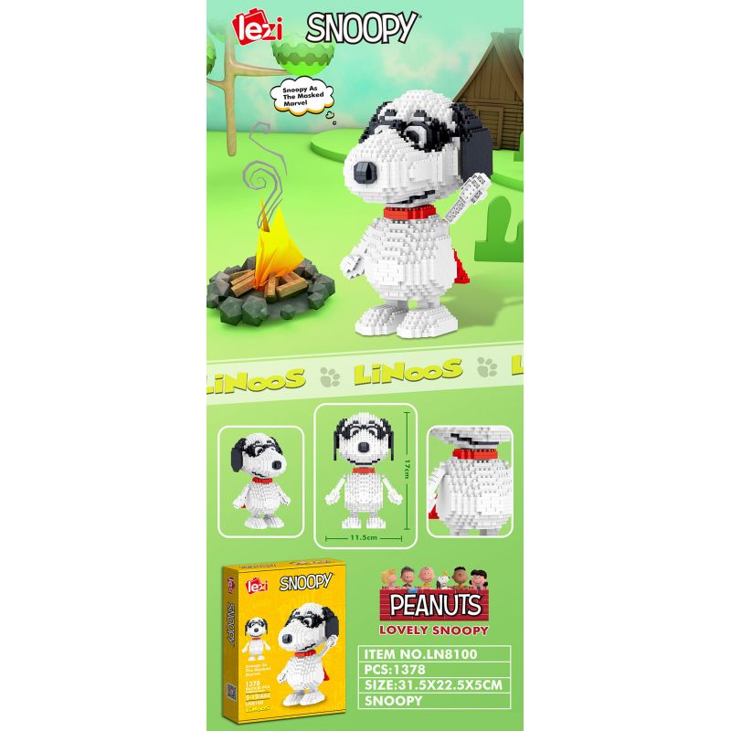 LEZI LN8100 8100 non  RÌNH MÒ bộ đồ chơi xếp lắp ráp ghép mô hình Movie & Game SNOOPY Phim Và Trò Chơi 1378 khối