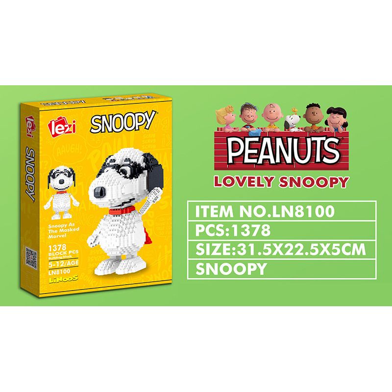 LEZI LN8100 8100 non  RÌNH MÒ bộ đồ chơi xếp lắp ráp ghép mô hình Movie & Game SNOOPY Phim Và Trò Chơi 1378 khối