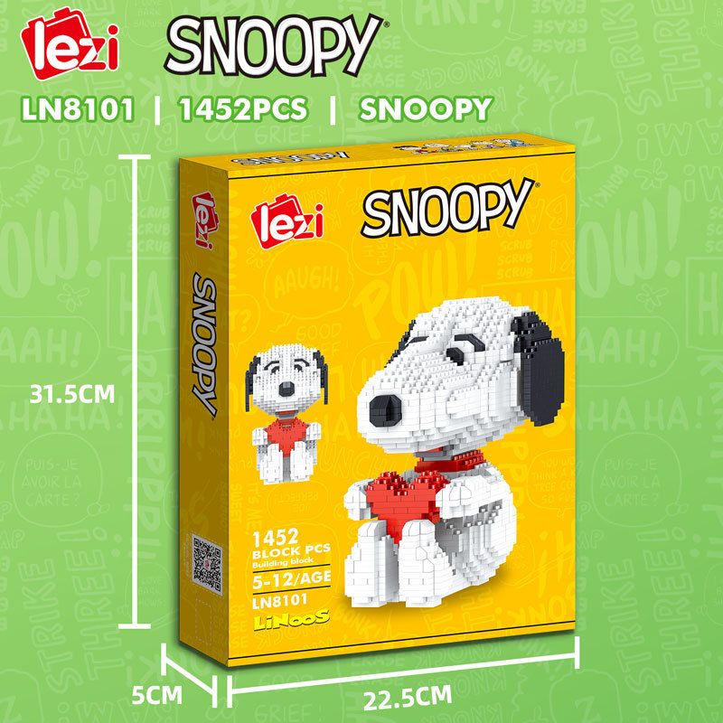 LEZI LN8101 8101 non  RÌNH MÒ bộ đồ chơi xếp lắp ráp ghép mô hình Movie & Game SNOOPY Phim Và Trò Chơi 1452 khối