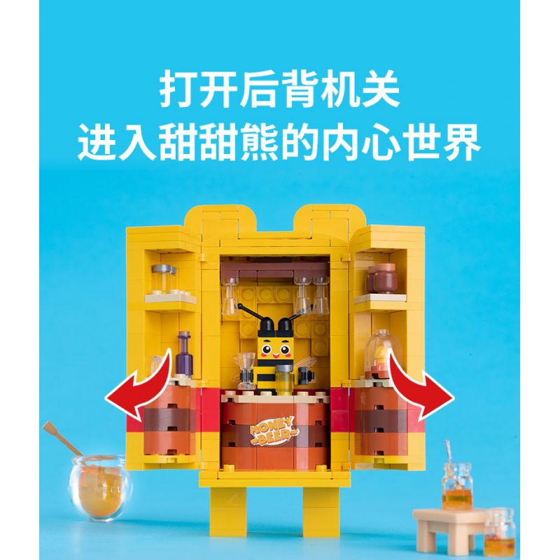 JAKI JK2155 2155 non  GẤU NGỌT NGÀO YÊU MẬT ONG bộ đồ chơi xếp lắp ráp ghép mô hình THE BEAR WHO LOVES BEES 355 khối