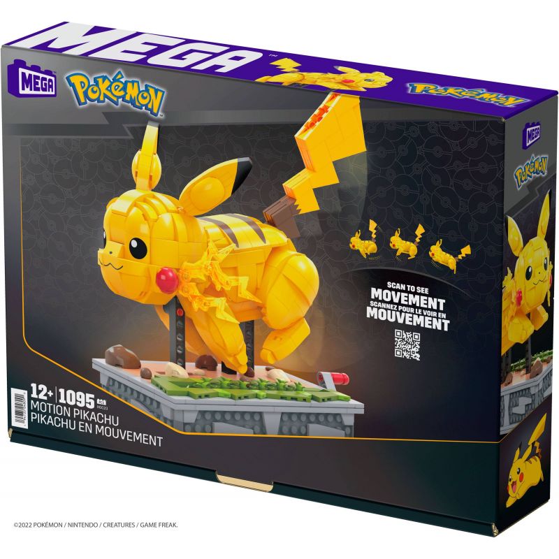 MEGA BLOKS HGC23 non  PIKACHU NĂNG ĐỘNG bộ đồ chơi xếp lắp ráp ghép mô hình Pokémon POKEMON MOTION PIKACHU 1095 khối