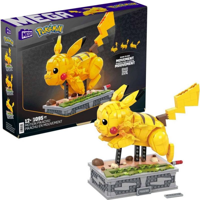 MEGA BLOKS HGC23 non  PIKACHU NĂNG ĐỘNG bộ đồ chơi xếp lắp ráp ghép mô hình Pokémon POKEMON MOTION PIKACHU 1095 khối