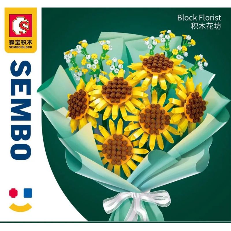 SEMBO 601222 non  NẮNG GIỮA HÈ bộ đồ chơi xếp lắp ráp ghép mô hình Flowers BLOCK FLORIST Hoa 1050 khối