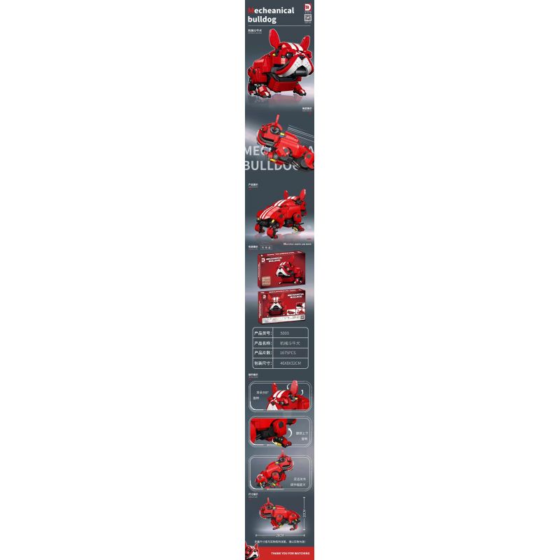 DK 5003 non  CƠ KHÍ bộ đồ chơi xếp lắp ráp ghép mô hình Creator MECHANICAL BULLDOG Sáng Tạo 1675 khối