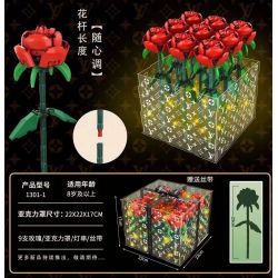 1301-1 non  9 BÔNG HỒNG bộ đồ chơi xếp lắp ráp ghép mô hình Creator Sáng Tạo