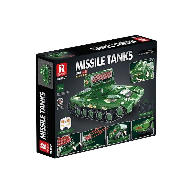 REOBRIX 55027 non  XE TĂNG TÊN LỬA bộ đồ chơi xếp lắp ráp ghép mô hình Military Army MISSILE TANKS Quân Sự Bộ Đội 1488 khối