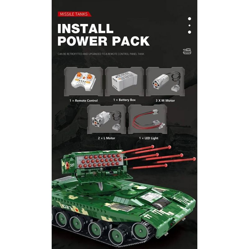 REOBRIX 55027 non  XE TĂNG TÊN LỬA bộ đồ chơi xếp lắp ráp ghép mô hình Military Army MISSILE TANKS Quân Sự Bộ Đội 1488 khối