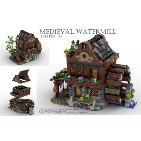 MorkModel 033005 Mork Model 033005 REBRICKABLE MOC-77495 77495 MOC77495 non  NHÀ MÁY NƯỚC THỜI TRUNG CỔ bộ đồ chơi xếp lắp ráp ghép mô hình Creator MEDIEVAL WATERMILL Sáng Tạo 1443 khối