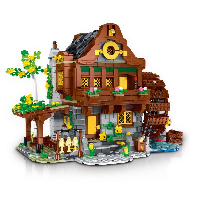 MorkModel 033005 Mork Model 033005 REBRICKABLE MOC-77495 77495 MOC77495 non  NHÀ MÁY NƯỚC THỜI TRUNG CỔ bộ đồ chơi xếp lắp ráp ghép mô hình Creator MEDIEVAL WATERMILL Sáng Tạo 1443 khối