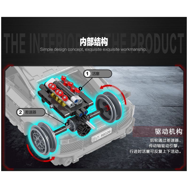 Winner 8106 non  XE THỂ THAO MÀU ĐỎ tỷ lệ 1:14 bộ đồ chơi xếp lắp ráp ghép mô hình  SPORTS CAR Kỹ Thuật Công Nghệ Cao Mô Hình Phương Tiện 1065 khối