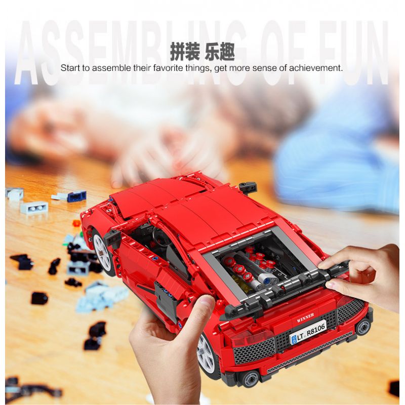 Winner 8106 non  XE THỂ THAO MÀU ĐỎ tỷ lệ 1:14 bộ đồ chơi xếp lắp ráp ghép mô hình  SPORTS CAR Kỹ Thuật Công Nghệ Cao Mô Hình Phương Tiện 1065 khối