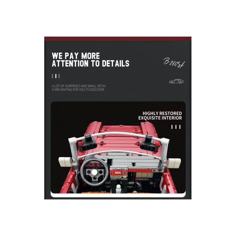 REOBRIX 11005 non  CỔ ĐIỂN 280SL bộ đồ chơi xếp lắp ráp ghép mô hình  VINTAGE 280SL Kỹ Thuật Công Nghệ Cao Mô Hình Phương Tiện 1578 khối