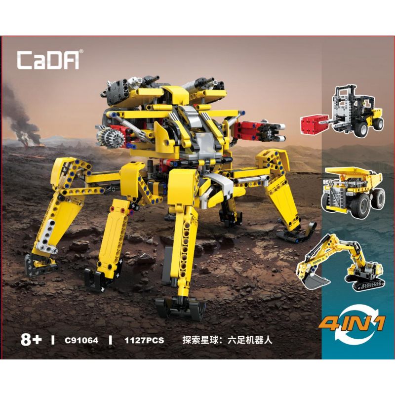 CADA DOUBLEE C91064 91064 non  BỘ XÂY DỰNG CÔNG NGHỆ CƠ KHÍ ROBOT HEXAPOD bộ đồ chơi xếp lắp ráp ghép mô hình MECHANICS TECHNOLOGY KIT 1227 khối