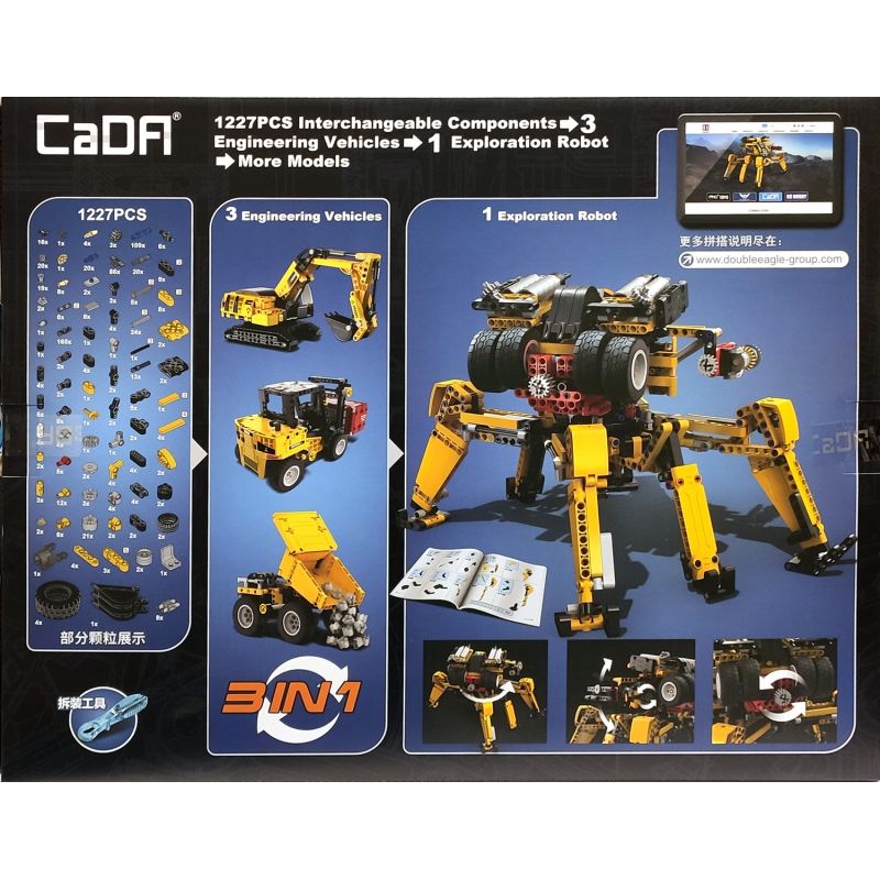 CADA DOUBLEE C91064 91064 non  BỘ XÂY DỰNG CÔNG NGHỆ CƠ KHÍ ROBOT HEXAPOD bộ đồ chơi xếp lắp ráp ghép mô hình MECHANICS TECHNOLOGY KIT 1227 khối