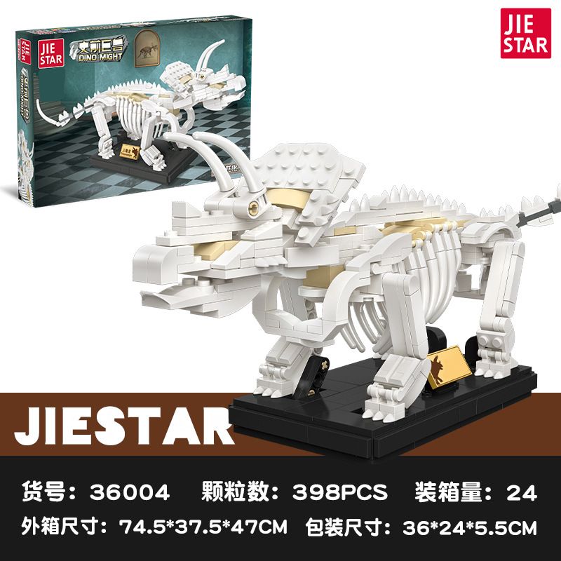 JIESTAR 36004 non  HÓA THẠCH TRICERATOPS bộ đồ chơi xếp lắp ráp ghép mô hình DINO MIGHT 398 khối