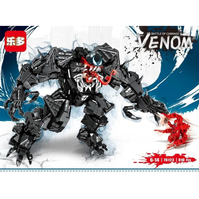 LEDUO 76123 non  NỌC ĐỘC - TRẬN CHIẾN TÀN SÁT bộ đồ chơi xếp lắp ráp ghép mô hình Super Heroes BATTLE OF CARNAGE VENOM Siêu Nhân Anh Hùng 810 khối