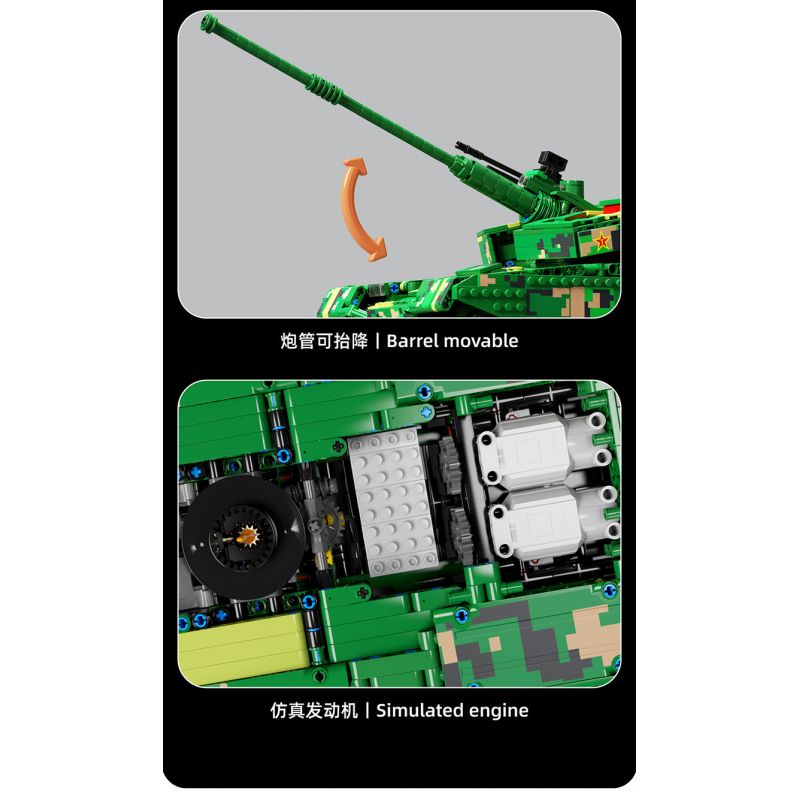 TA GAOLE T4010 4010 non  XE TĂNG CHIẾN ĐẤU CHỦ LỰC ZTZ-99A bộ đồ chơi xếp lắp ráp ghép mô hình Military Army ZTZ-99A TANK Quân Sự Bộ Đội 1918 khối