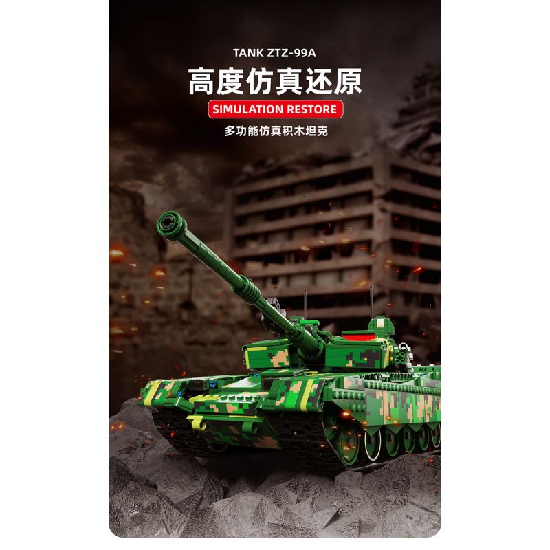 TA GAOLE T4010 4010 non  XE TĂNG CHIẾN ĐẤU CHỦ LỰC ZTZ-99A bộ đồ chơi xếp lắp ráp ghép mô hình Military Army ZTZ-99A TANK Quân Sự Bộ Đội 1918 khối