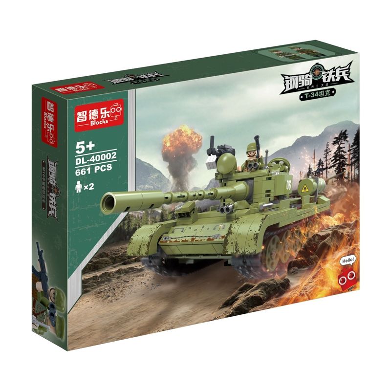 ZHI DELE DL-40002 40002 DL40002 non  XE TĂNG T-34 bộ đồ chơi xếp lắp ráp ghép mô hình 661 khối