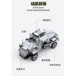 ZHI DELE DL-40005 40005 DL40005 non  XE TRINH SÁT BÁNH LỐP HẠNG NHẸ SD.KFZ.221 bộ đồ chơi xếp lắp ráp ghép mô hình 289 khối