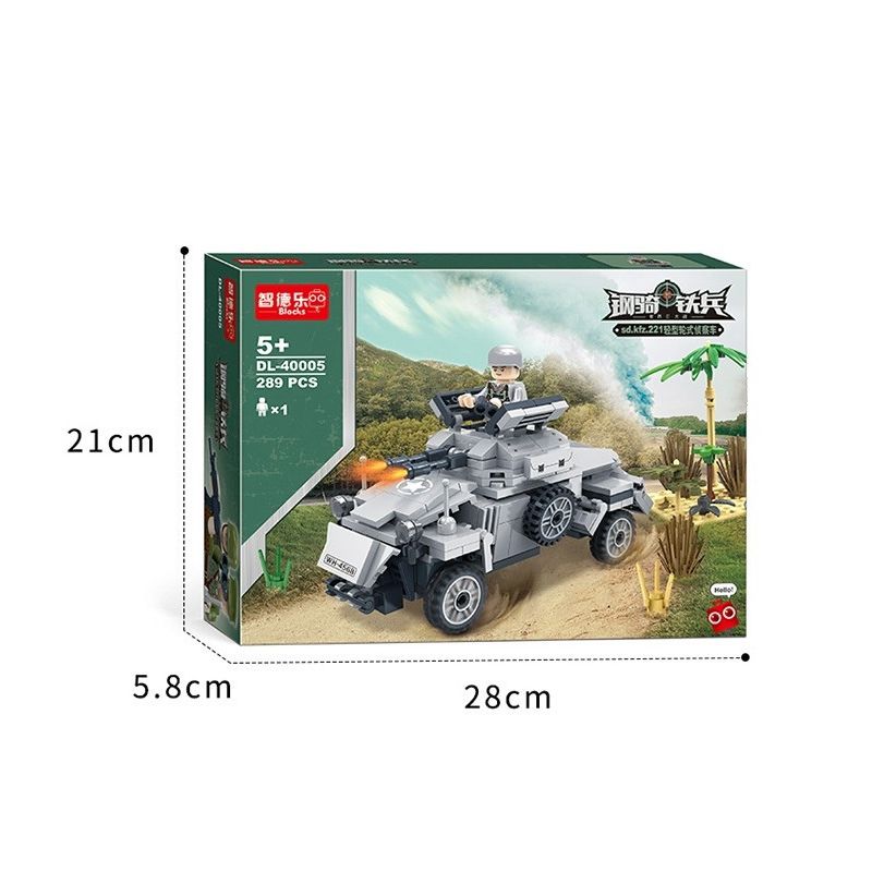 ZHI DELE DL-40005 40005 DL40005 non  XE TRINH SÁT BÁNH LỐP HẠNG NHẸ SD.KFZ.221 bộ đồ chơi xếp lắp ráp ghép mô hình 289 khối