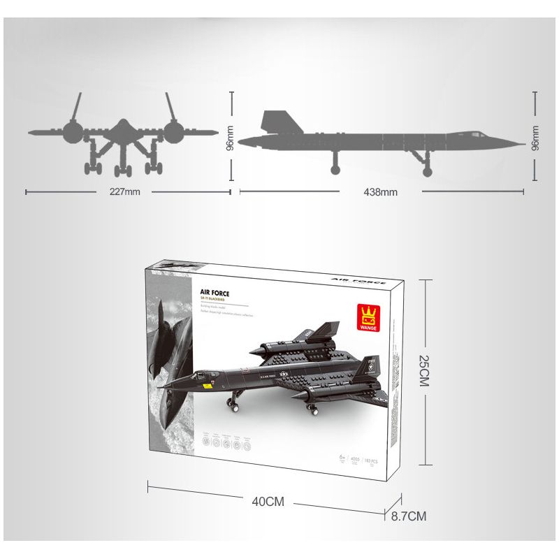 WANGE 4005 non  MÁY BAY TRINH SÁT BLACKBIRD SR-71 bộ đồ chơi xếp lắp ráp ghép mô hình Military Army Quân Sự Bộ Đội 183 khối