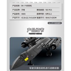 WANGE 4005 non  MÁY BAY TRINH SÁT BLACKBIRD SR-71 bộ đồ chơi xếp lắp ráp ghép mô hình Military Army Quân Sự Bộ Đội 183 khối