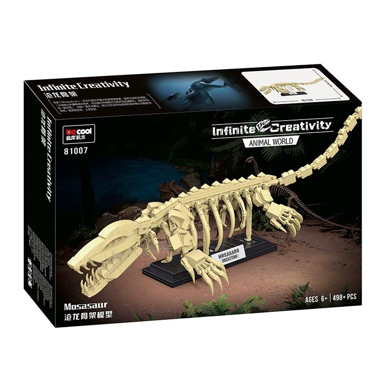 Decool 81007 Jisi 81007 non Lego MÔ HÌNH BỘ XƯƠNG MOSASAUR bộ đồ chơi xếp lắp ráp ghép mô hình DINOSAUR WORLD MOSASAUR 498 khối