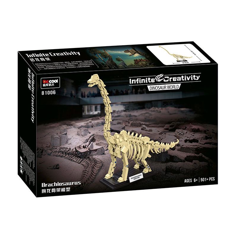 Decool 81006 Jisi 81006 non Lego MÔ HÌNH BỘ XƯƠNG BRACHIOSAURUS bộ đồ chơi xếp lắp ráp ghép mô hình DINOSAUR WORLD BRACHIOSAURUS 501 khối